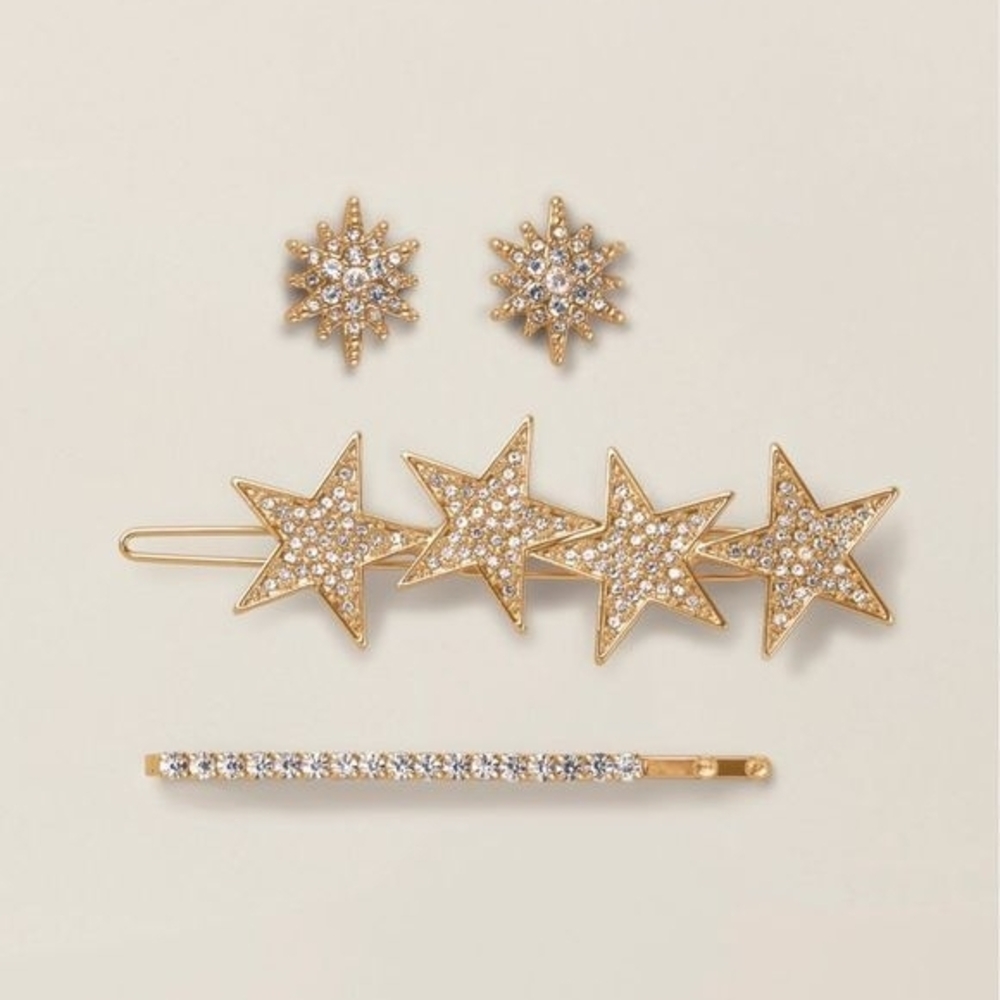 Avon Stars Aligned Hair Pins And Earrings Set